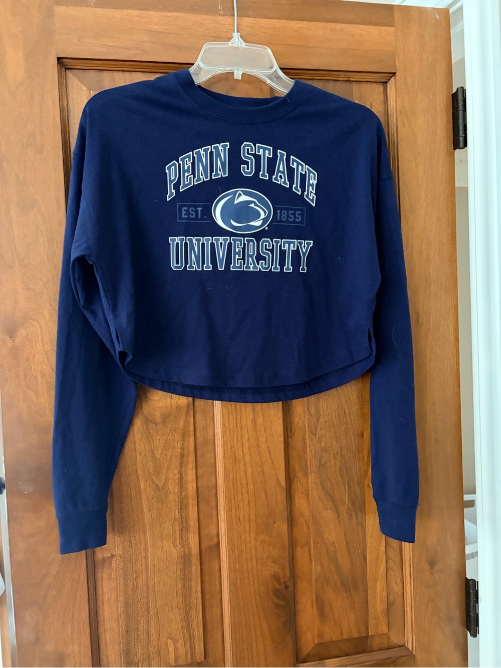 Penn State Navy Cropped University Long-Sleeve Sweatshirt